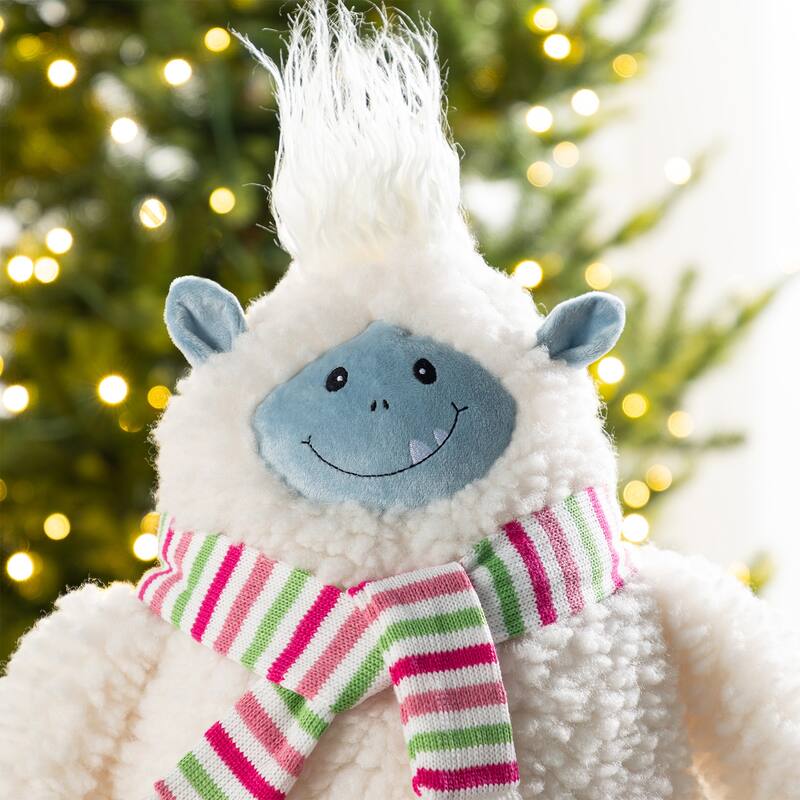 Glitzhome Fabric Christmas Yeti Snowman Highland Cow Shelf Sitters or Standing Figurines Decor