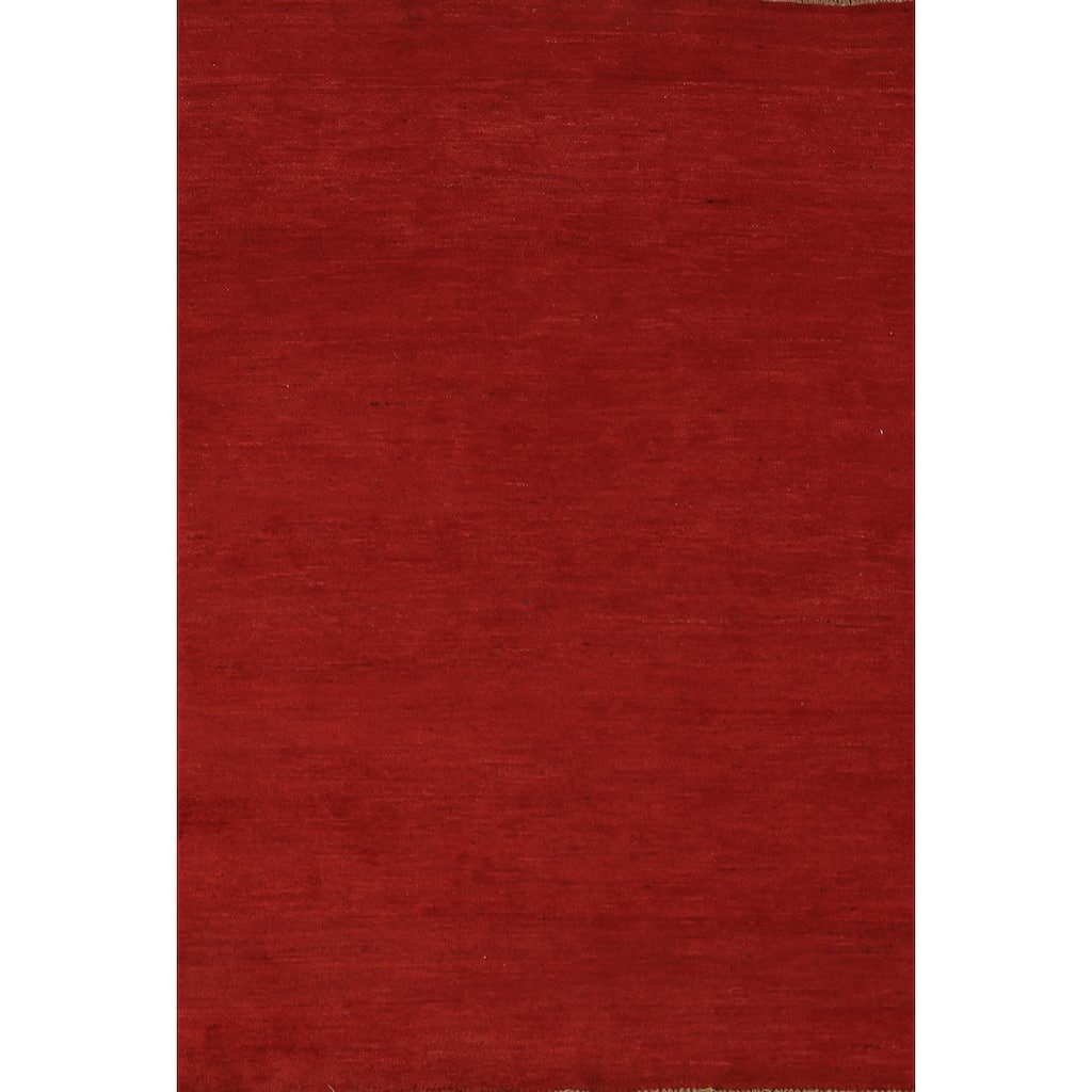 Red Gabbeh Modern Rug Handmade Wool Carpet - 3'0" x 4'10"