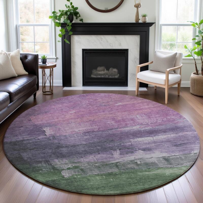 Premium Washable Super Soft Modern Brushstrokes Mayfield Rug - Lavender - 8' x 8'