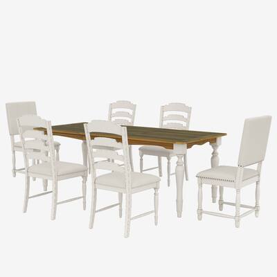 7-Piece Extendable Dining Table Set with 6 Chairs