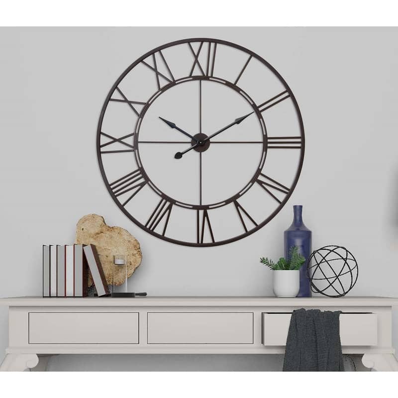 UTOPIA ALLEY Oversized Roman Round Wall Clock - Large Wall Clock, Roman Numeral Wall Clock, Decorative Wall Clock 43.5"D