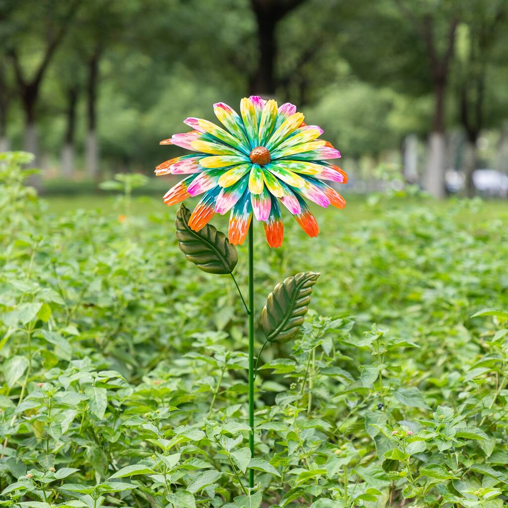 Glitzhome 41"H Garden Metal Flower Yardstake