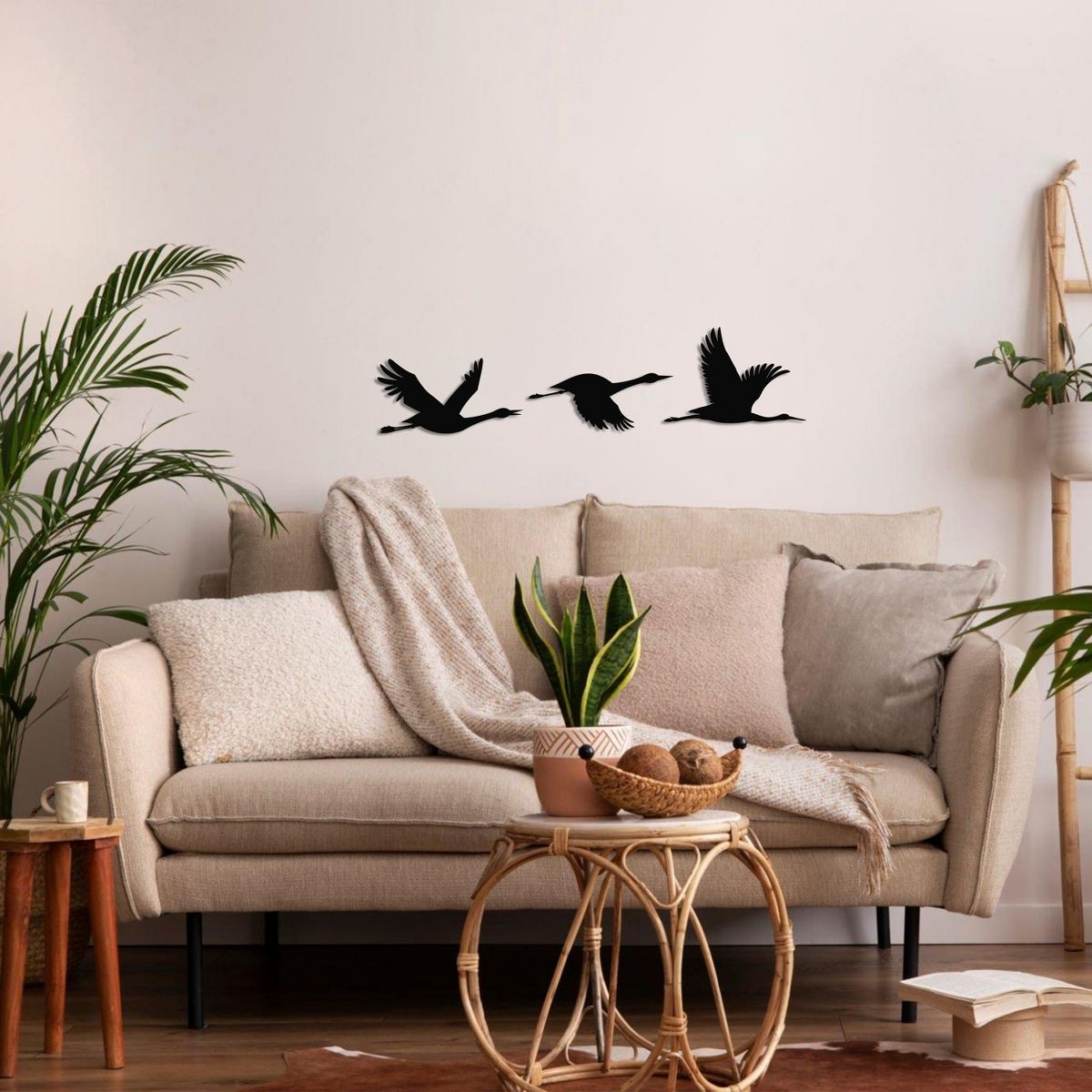 Cranes Metal Wall Decor for Home and Outside - Wall-Mounted Wall Art Decor - Set of 3