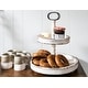 preview thumbnail 15 of 27, Distressed Wood 2-Tier Tray with Metal Handle