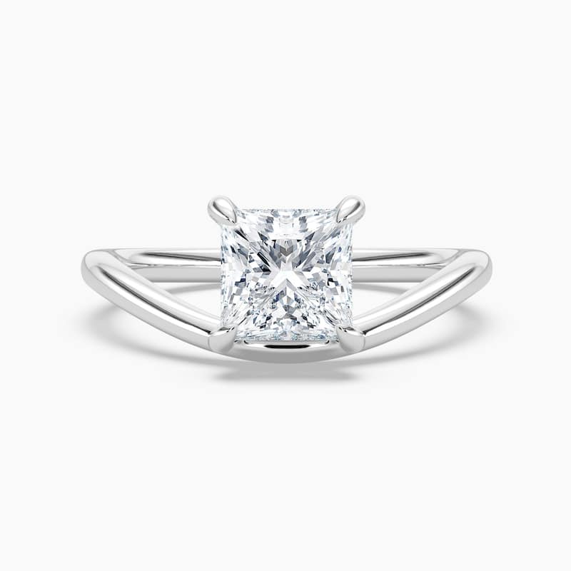 Auriya 14K Gold Lab Grown Diamond Princess Cut Curved Solitaire Engagement Ring 1.00 - 5.00ct. tw. (F-G, VS) - 3.00 carats - 7.5 - White