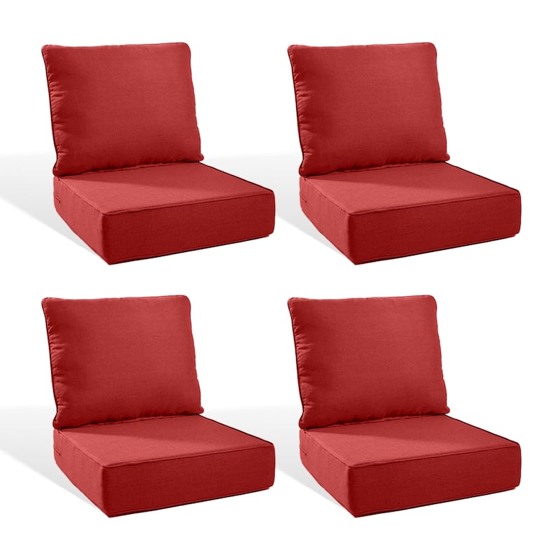 Pocassy 22"x24"x6" Inch Thick Cushions Indoor Outdoor Pillows Cushion - Red Cushion - 4 Set Seat & Back Cushion