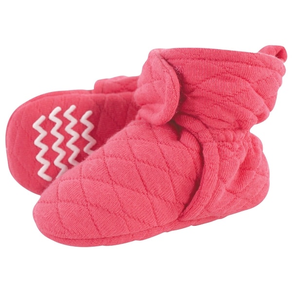 slide 1 of 1, Hudson Baby Infant Girl Quilted Booties, Dark Pink Dark Pink - 12-18 Months