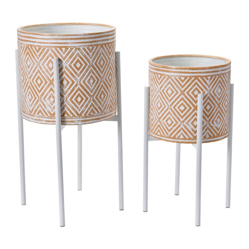 Embossed Metal Planters with Stand