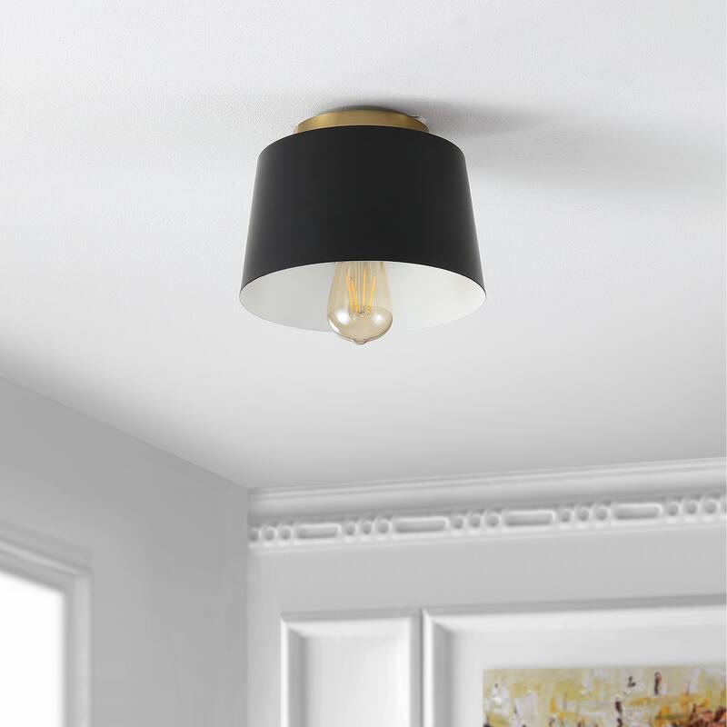 SAFAVIEH Lighting Domenica Flush Mount - 8" W x 8" D x 6" H - Black - 8Wx8Dx6H