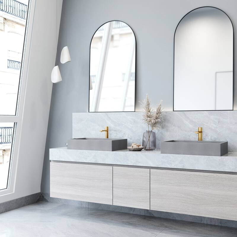 VIGO Orvieto 24"L x 15"W x 5"H Concreto Stone Rectangular Bathroom Vessel Sink