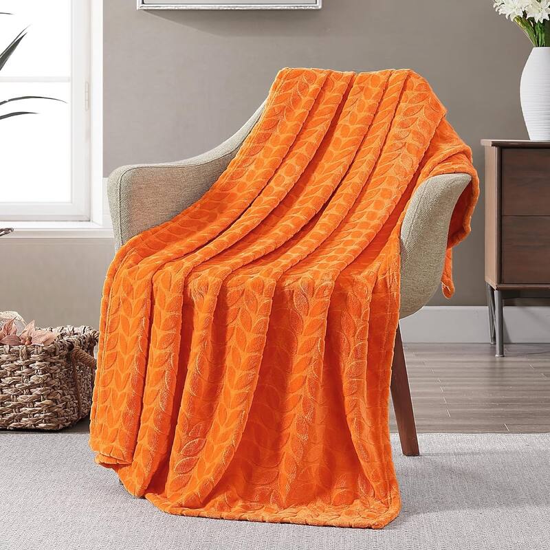 Walensee Fleece Throw Blanket Soft and Lightweight for Couch, Sofa, Bed and Lounge Chair, 50"x60" - Orange