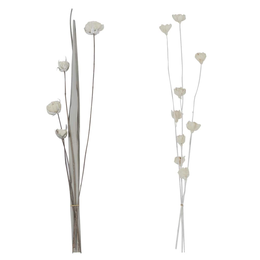 Dried Plant Palm Natural Foliage - Set of 2 White - Roche River Decor