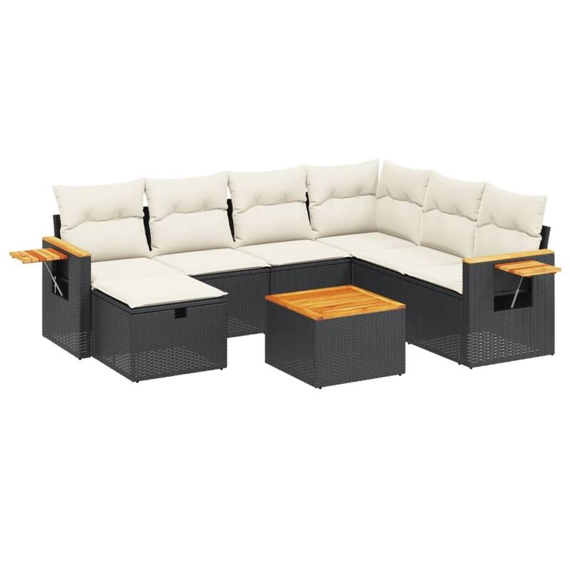 vidaXL Patio Sofa Set with Cushions Outdoor Conversation Furniture Poly Rattan
