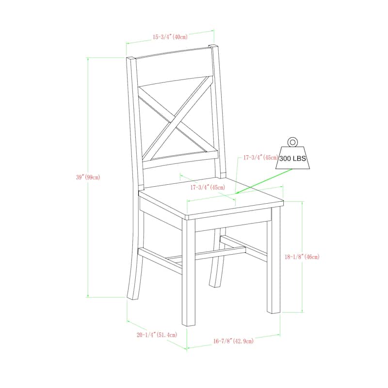 Middlebrook Solid Wood 6-Piece Dining Set with X-Back Chairs