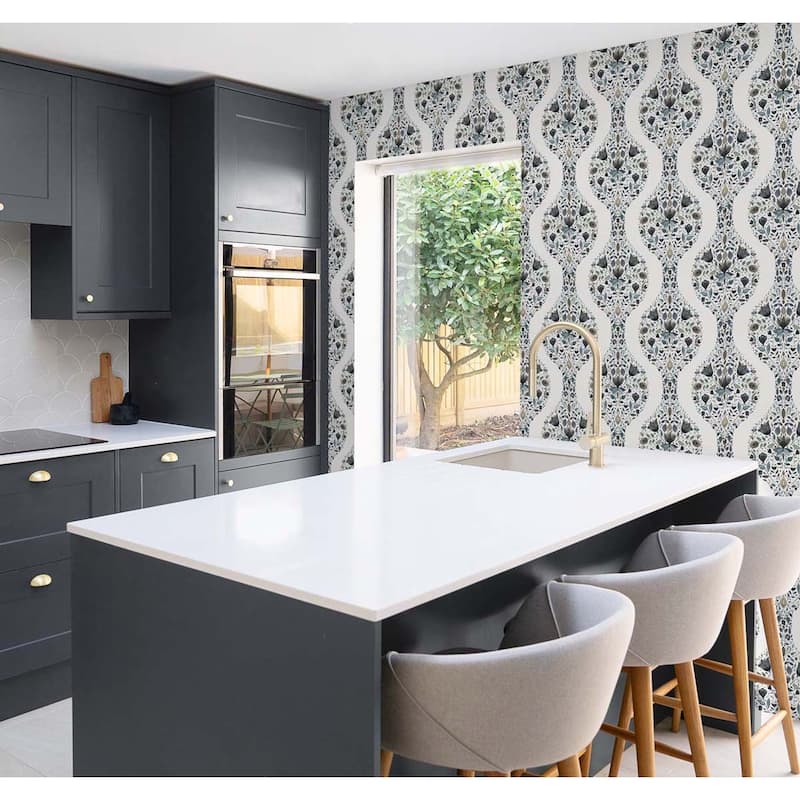 NextWall Floral Ogee Peel and Stick Wallpaper