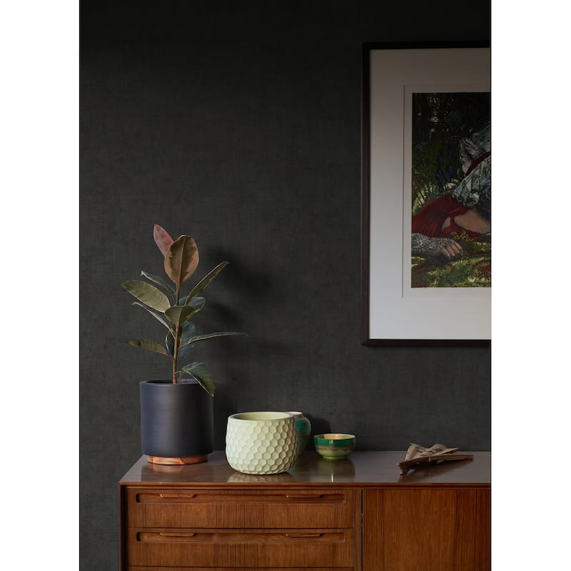 Advantage Carrero Black Plaster Texture Wallpaper - 20.9in x 396in x 0.025in - 20.9in x 396in x 0.025in