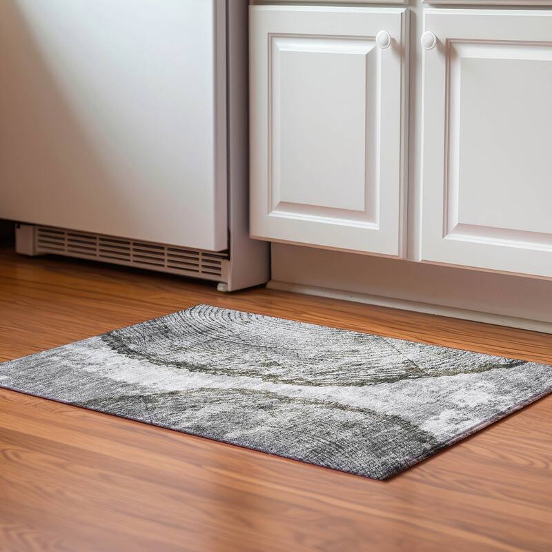 Premium Washable Super Soft Contemporary Grain Mayfield Rug - Grey - 1' 8" x 2' 6" - Rectangle