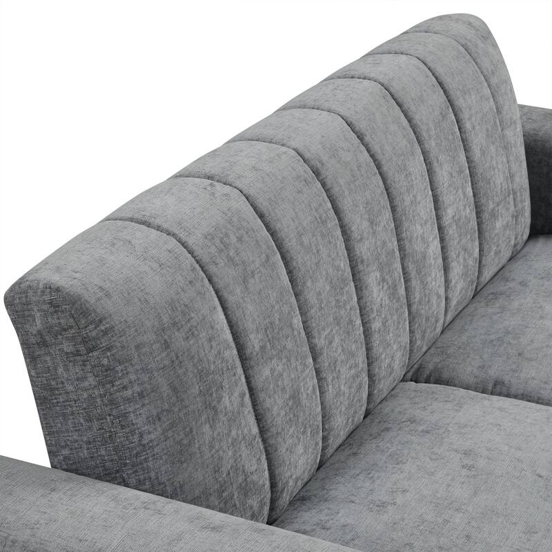 2-in-1 Loveseat Sleeper Recliner Sofa, Convertible Lounge Couch Pull Out Sofa Bed with Vertical Striped Backrest