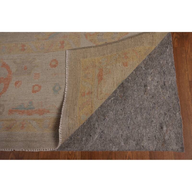 Beige Oushak Turkish Area Rug Hand-Knotted Wool Carpet - 8'9"x 11'10"