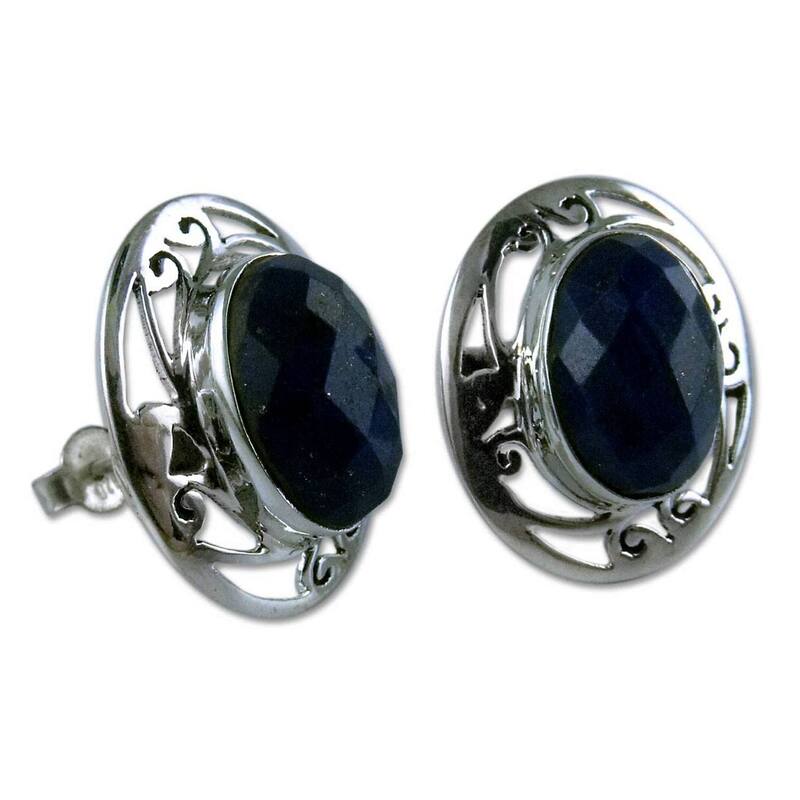 Handmade Seductive Blue Sterling Silver Lapis Lazuli Earrings (India)