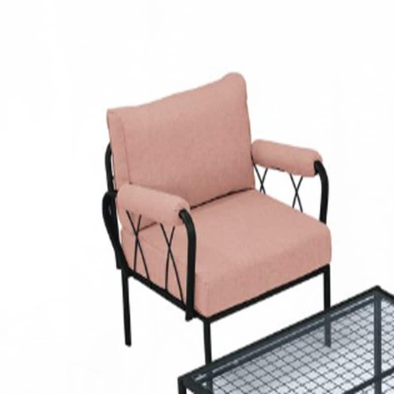 4Pcs Pink Fabric & Black Finish Patio Set,only chairs
