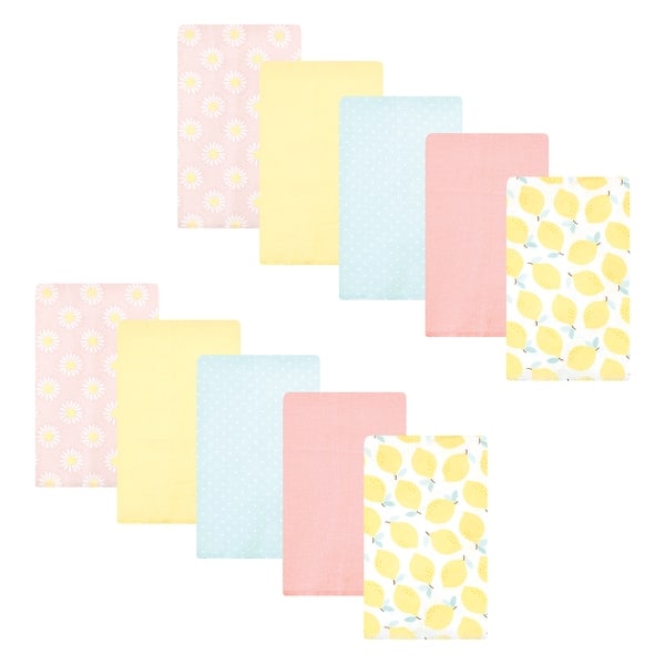 slide 1 of 1, Hudson Baby Infant Girl Cotton Flannel Burp Cloths, Lemon Daisy 10 Pack, One Size - Lemon Daisy 10 Pack - One Size One Size - Lemon Daisy 10 Pack