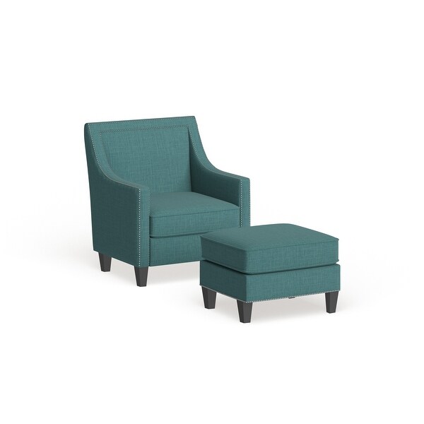 Copper Grove Harrison Contemporary Teal Armchair Ottoman set