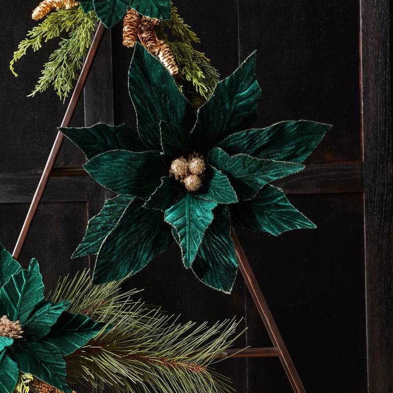Poinsettia Floral Artificial Christmas Stems - 28" - Set of 2
