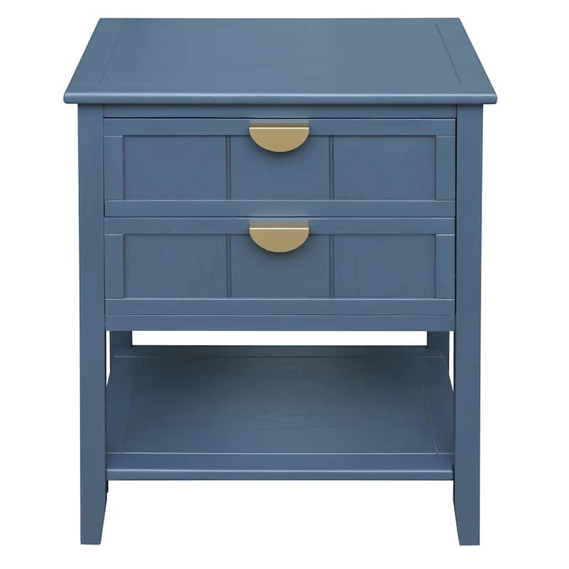 2 Drawer Side Table End Table Suitable for Living Room