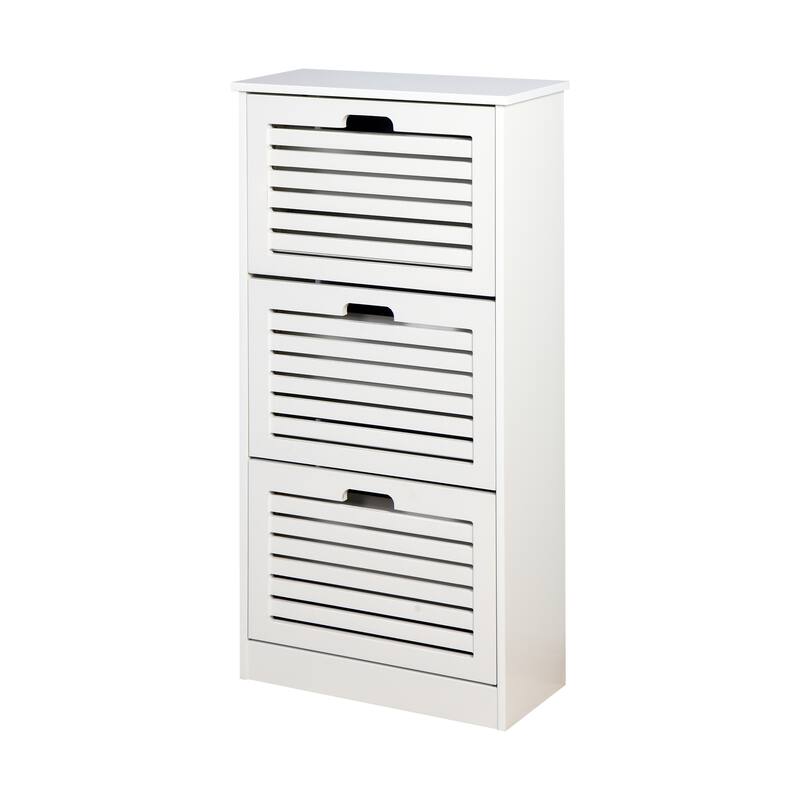 Space-Saving 3-Tier Shoe Storage Cabinet with Adjustable Shelves and 3 Flip Doors for Entryway, Hallway, Foyer Organization