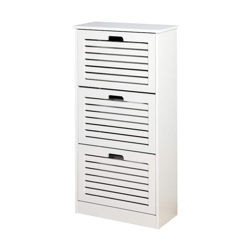 Wooden Shoe Cabinet, Shoe Storage Cabinet with 3 Flip Doors