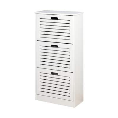 Wooden Shoe Cabinet, Shoe Storage Cabinet with 3 Flip Doors