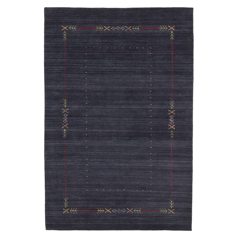 ECARPETGALLERY Hand Loomed Kashkuli Gabbeh Dark Navy Wool Rug - 5'0 x 7'10