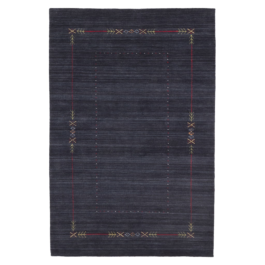ECARPETGALLERY Hand Loomed Kashkuli Gabbeh Dark Navy Wool Rug - 5'0 x 7'10
