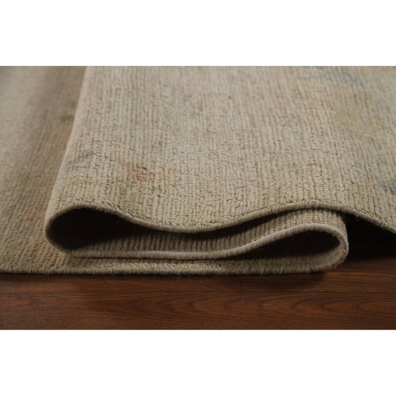 Hand Knotted Oriental 100% Wool Carpet Transitional All-Over Beige & Ivories Oushak Area Rug - 13' 6'' X 9' 10''