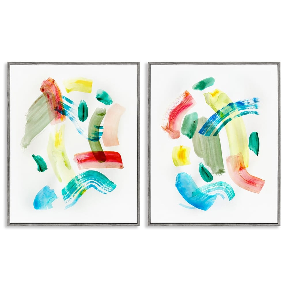 Stupell Macarana Abstract Hues Framed Giclee Art Design By Gemma Bardot (Set of 2)
