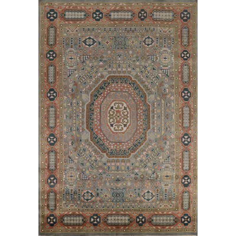 Gray Khotan Indian Area Rug Hand-Knotted Wool Carpet - 8'4" x 12'0"