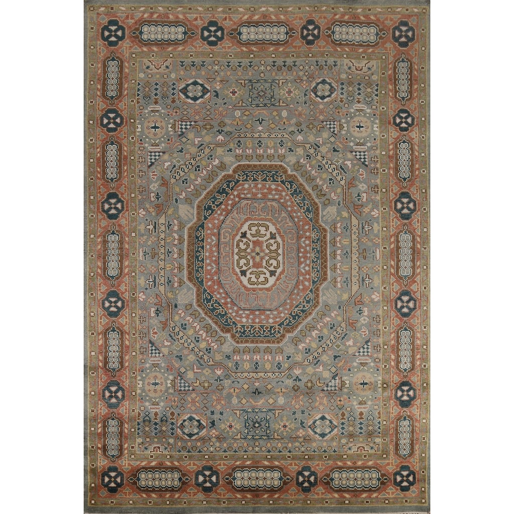 Gray Khotan Indian Area Rug Hand-Knotted Wool Carpet - 8'4" x 12'0"