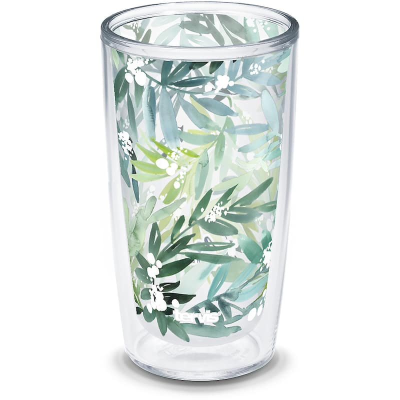 Tervis Yao Cheng Green Crystal Made in USA Double Walled Insulated Travel Tumbler, Lush Mimosa - 16oz