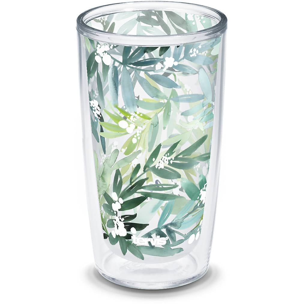 Tervis Yao Cheng Green Crystal Made in USA Double Walled Insulated Travel Tumbler, Lush Mimosa