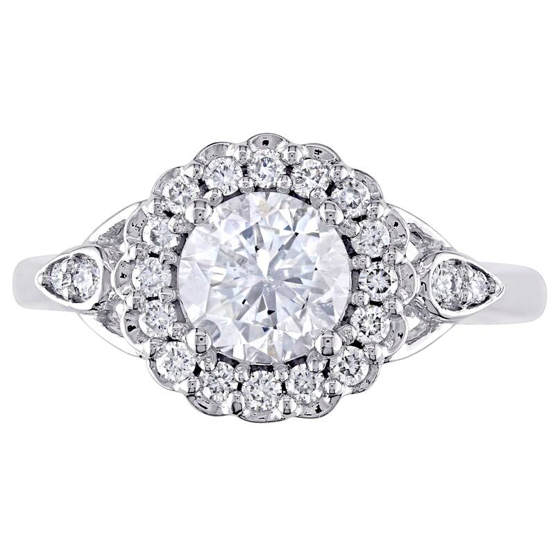 Miadora Signature Collection 14k White Gold 1 1/4ct TDW Diamond Halo Engagement Ring