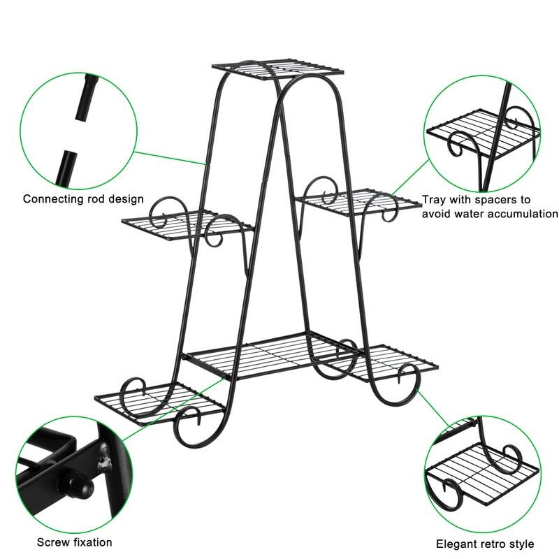 4 Tier Metal Plant Shelf Stand Outdoor Multilayer Potted Planters Display Rack