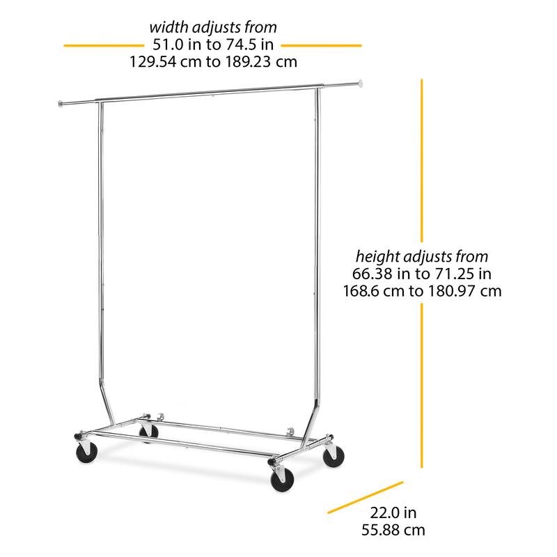 Whitmor Collapsible Rolling Garment Rack - Chrome