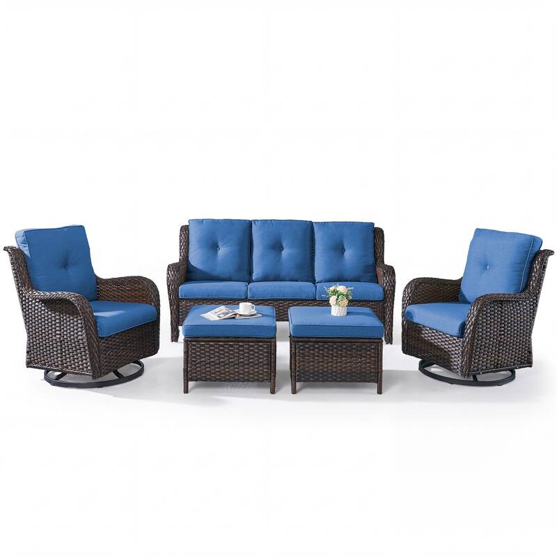 Pocassy Outdoor Patio Wciker Sofa Furniture Set of Chair Table.