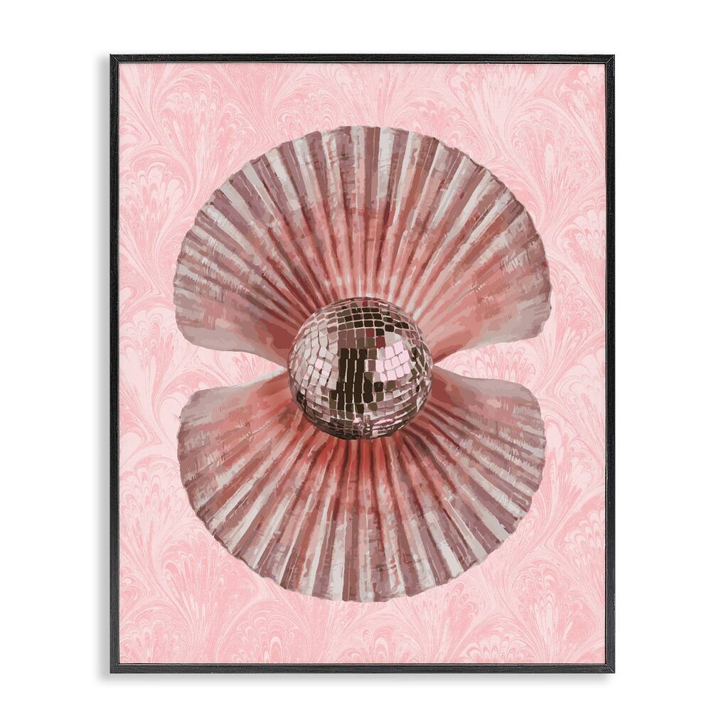 Stupell Disco Ball Clam Pearl Framed Giclee Art Design By Lil' Rue