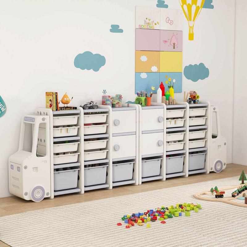 Costway Kids Toy Storage Organizer with 2 Cabinets & 11 Removable Bins - See Details