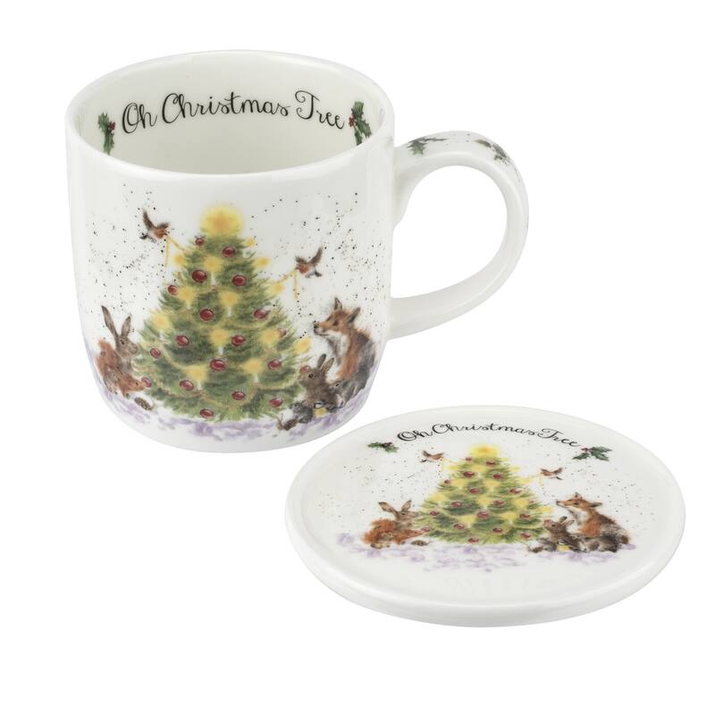 Royal Worcester Wrendale Designs Mug and Coaster Set Christmas