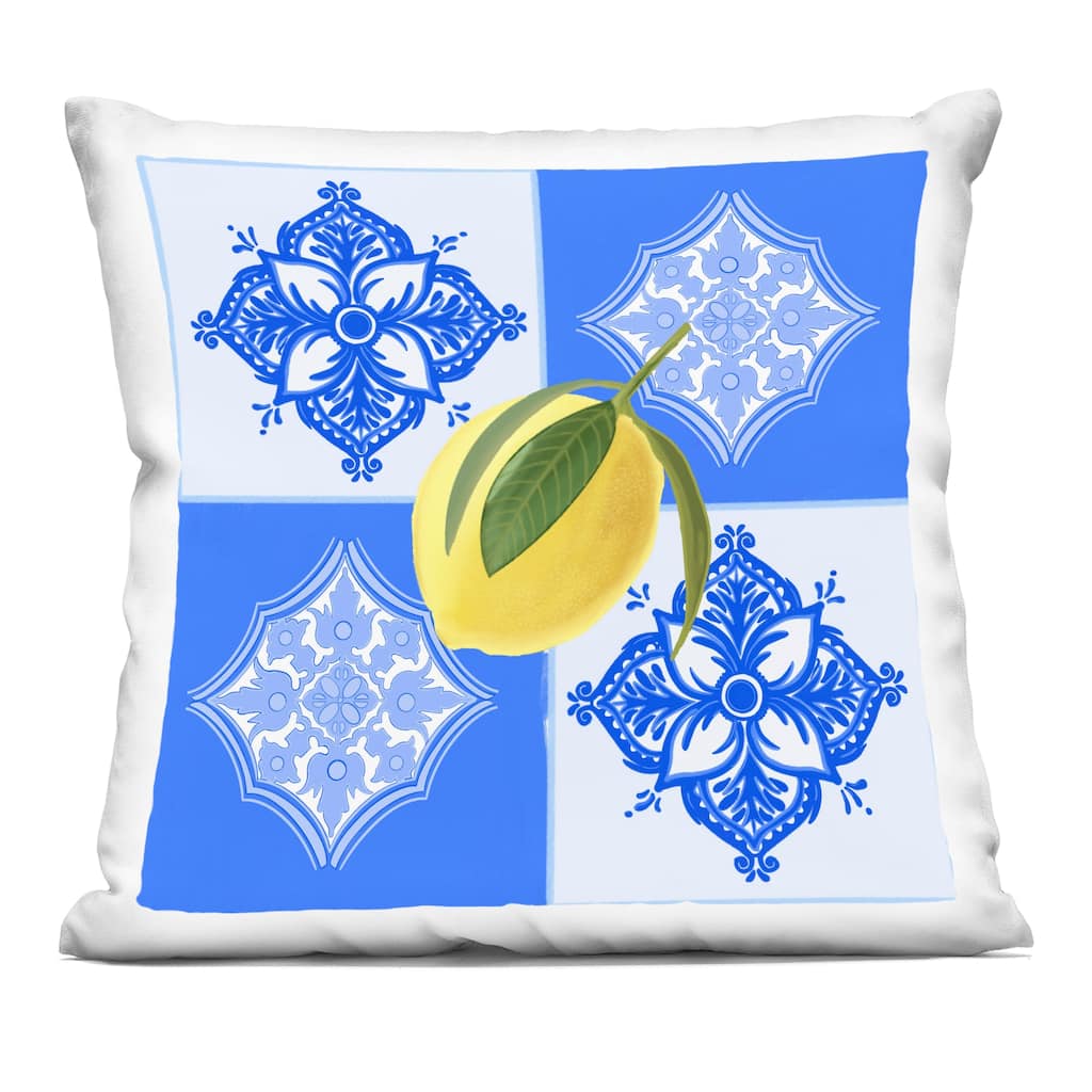 Stupell Lemon over Geometric Tiles Decorative Printed Throw Pillow Design by Ashley Singleton