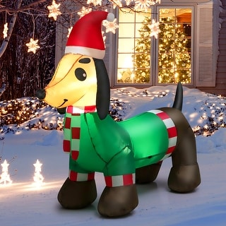 4 FT Long Christmas Inflatable Dachshund Dog Self Inflating Decoration ...