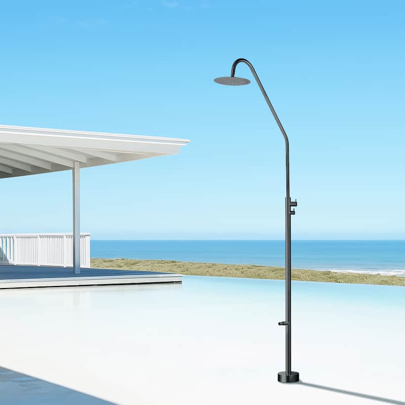 91"H 316 Stainless Steel Freestanding Outdoor Shower with Foot Wash Spout